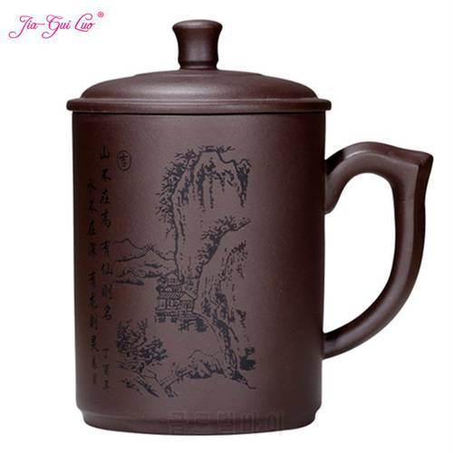 JIA-GUI LUO 430ML Tea Mugs Purple Clay cup Pu&39er teacups ceramic cups office cups gift travel I011