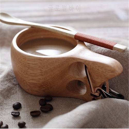 Natural Wood Coffee Tea Cups Tourism Carrying Ancient Creative Wooden Single Double Holes Wooden Cup Coffee Mugs