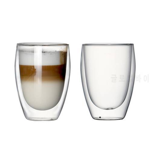 Set of 2pcs 350ml 11.9oz Heat Resistant Double Wall Glass Coffee Mug Two Layers Dof for Drinking Tea,Latte,Beverages