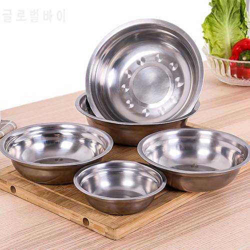 Stainless Steel Bowl Round Shape Soup Bowls Kids Lunch Dishes Noodles Rice Food Containers Kitchen Tableware Tools