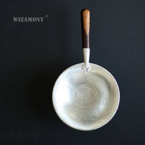 WIZAMONY Chinese Handmade Tea Filter Pure Tin with ebony Handle Teaset Leaf Strainers Kungfu Tea Accessories tea set Set