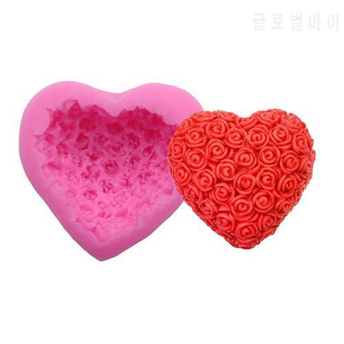 Baking Accessories Fondant Cake Mold Bouquet Loving Heart Shape Valentine&39s Day Gift 3D Rose Flower 1 PC Cake Decorating Tools