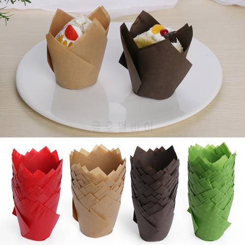 50Pcs/pack Paper Cupcake Liner Mold Tulip Flower Chocolate Cupcake Wrapper Baking Muffin Liner Holder Wedding Party Accessories