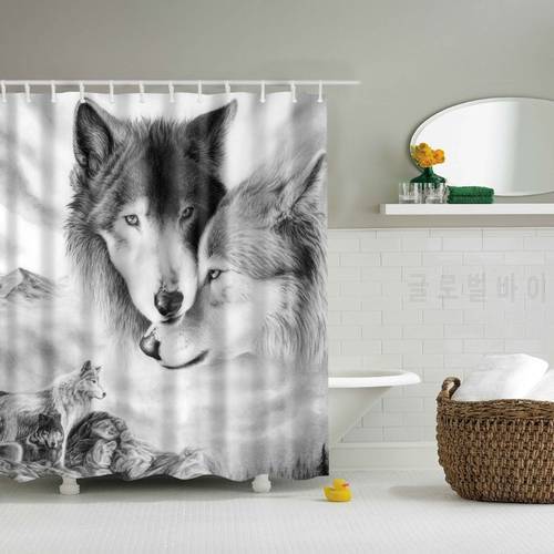 Animals Wolf shower curtain Washable environmentally friendly shower curtain For bathroom with plastic hook TZ161228