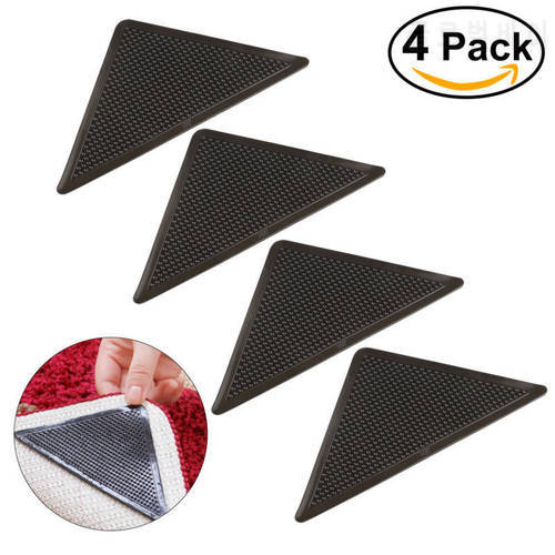 4pcs/Set Reusable Washable Non-Slip Rug Carpet Mat Grippers Silicone Grip For Home Bath Bedroom Living Room Anti-skid Corner Pad