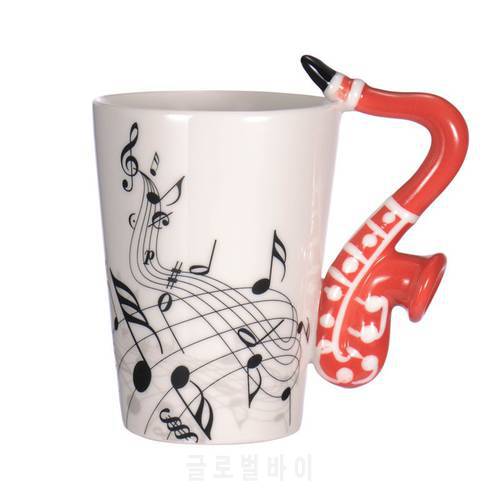 New Saxophone Ceramic Coffee Mugs Porcelain Milk Mug Tea Cups Music Notes Home Office Drinkware
