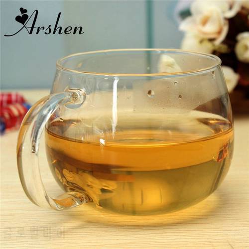 Arshen 260ml Glass Cups Heat Resisting Clear Handmade Crystal Mini kungfu Tea Coffee Milk Tea Round Drink Mug Fashion Brief