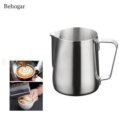 Behogar 200ml 6.8oz Stainless Steel Coffee Latte Milk Frothing Cup Pitcher Jug for Espresso Coffee Milk Frothers Art Drinkware