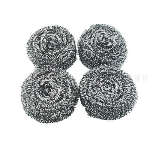 4pcs Stainless Steel Kitchen Sponge For Washing Dishes Scrubbers Cleaning Kitchen Utensil Spiral Scourers Cleaner For Pan Bowl