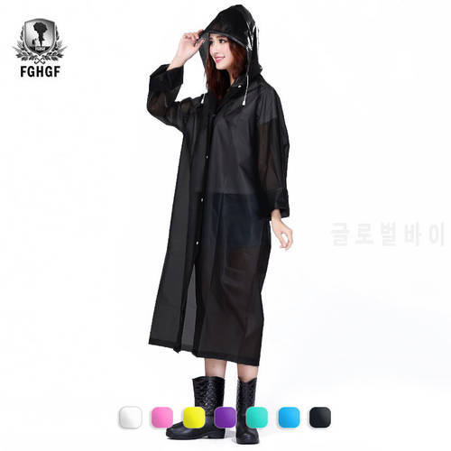 FGHGF Fashion EVA Women Raincoat Thickened Waterproof Rain Coat Women Clear Transparent Camping Waterproof Rainwear Suit