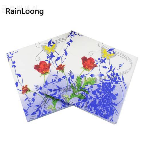 [RainLoong] Wedding Love Paper Napkins Event & Party Supplies Tissue Printed Purple Napkin Supply Party 33*33cm 1 pack