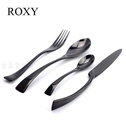 4Pcs/Set Black Cutlery Set Stainless Steel Western Food Tableware Sets Fork Steak Knife Dinnerware Set Shipping