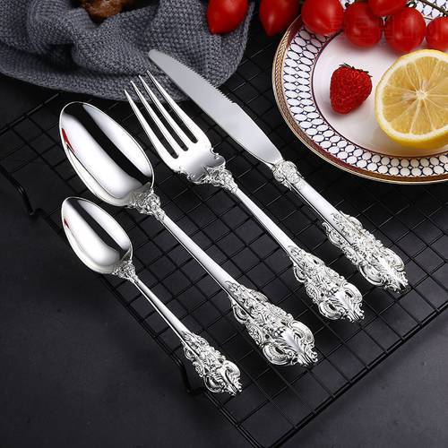 24Pcs/set Luxury Silver Gold Cutlery Set Dinnerware Flatware Set Tableware Silverware Dinner Fork Knife Spoon Shipping