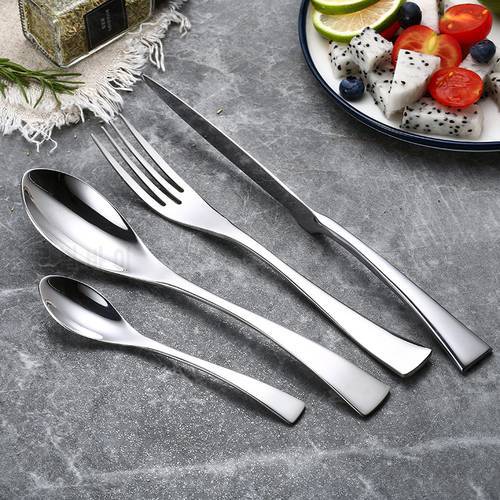 24 Pcs 18/10 Stainless Steel Black Gold Silver Cutlery Dinnerware Meat Knives Coffee Spoon Fork Flatware Set Dishwasher Safe
