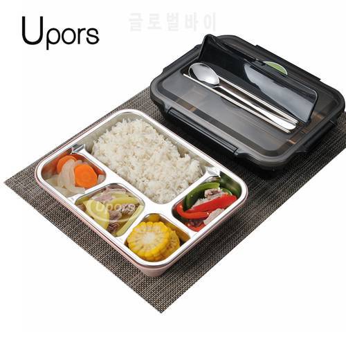 UPORS Leakproof Lunch Box Food Containers with Compartments 304 Stainless Steel Lunchbox Office School Kids Bento Box with Spoon