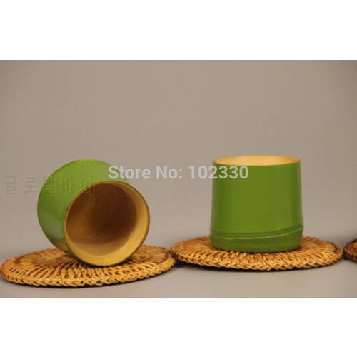 20pcs Japanese Style Green Bamboo Section Tea Cup Water Beer Drinkware Tea Ceremony Utensils Eco-friendly