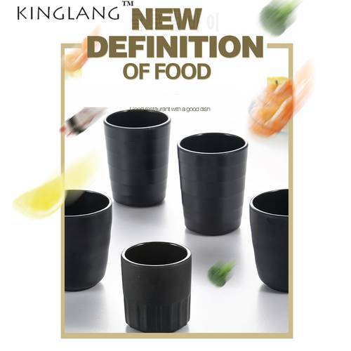 KINGLANG free shipping melamine cup black tableware HK restaurant japanese style tumblerful tea cup water coffee cup