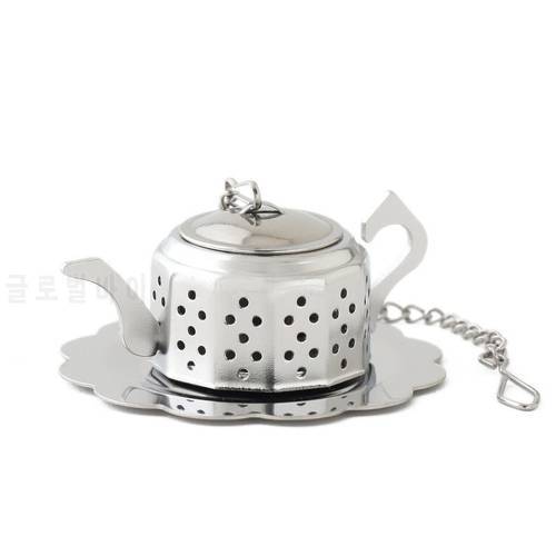 100pcs/lot Teapot Pot Shape Stainless Steel Leaf Tea Infuser Filter Strainer Ball Spoon