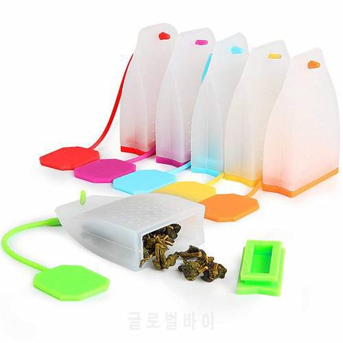 Silicone Tea Bag Infuser Reusable Loose Leaf Tea Bags Strainer Filter Herbal Spice InfuserFilter Diffuser Teaware Tools