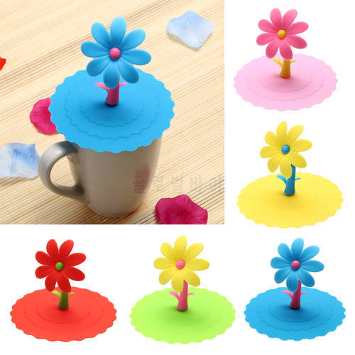 1Pc Sunflower Cup Lid Dustproof Reusable Silicone Drinking Cup Lid DIY Insulation Anti-dust Cup Cover Home Drinkware Cups Lid