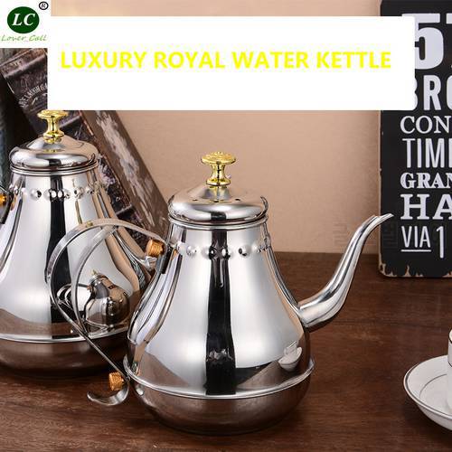 Water Pot Silver Stainless steel Teapot with Filter Long mouth Coffee Pot Hotel Home Induction Cooker Hand pot 1200ml/1800ml