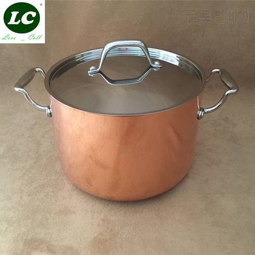 COOKWARE CASSEROLE 5500ML STAINLESS STEEL COPPER PLATED 5-PLY STOCK / SOUP POT COOKING UTENSIL KITCHEN UTENSIL STOVE-TOP