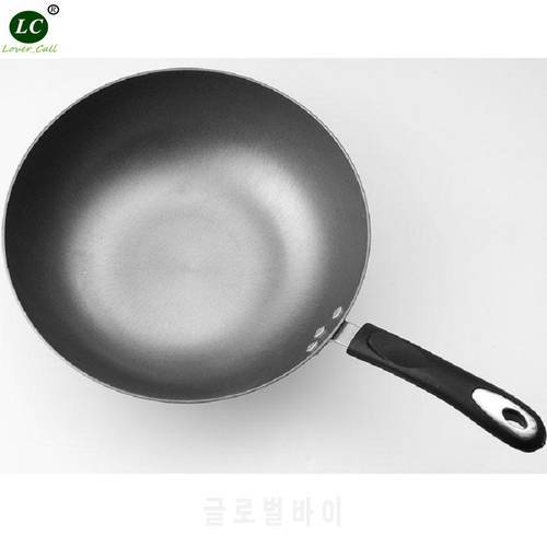 Wok Utensil Picnic Camping Home wok 32cm Cast Iron Cooking Pan Steel Wok deep Frypan Cookware Kitchen Pot no-coating