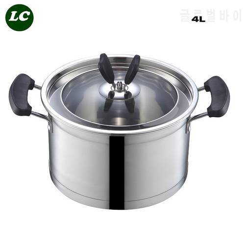 Free shipping casserole 4 litre stainless steel pot noodles cooker /soup pot cooking utensil