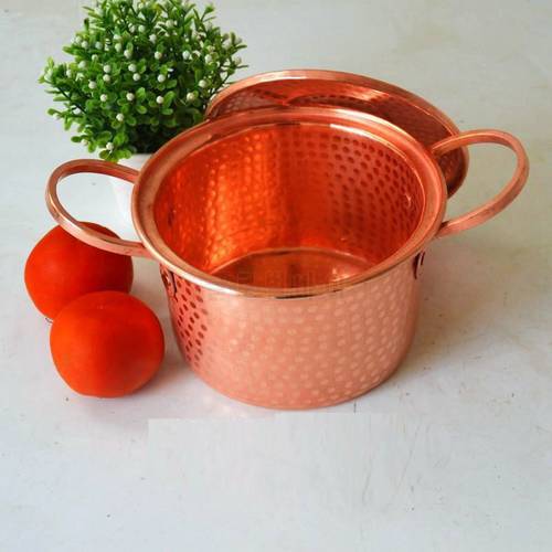 1 PC Pure Copper Pot Stew Steam Lid Soup Thick Deep Casserole Handmade with Handle