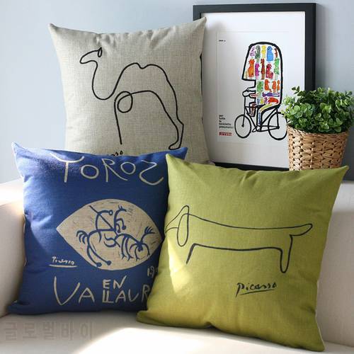 Modern literature Simple Blue pillow ,Picasso sketch Pillow cushion , pillowcase,sofa cushion home decorative Pillows