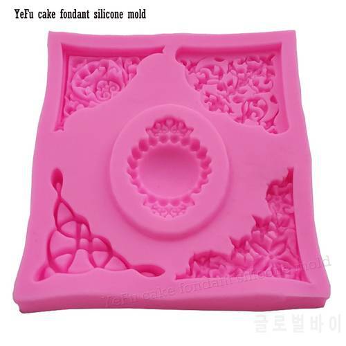 Sugar decoration tool for cake turning edge gem pearl lace Fondant chocolate silicone mold for cake decorating tools F0924