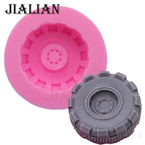 Round Tires shape fondant silicone mold for cake decorating tools 3D Car tyre wheels kitchen Baking soap mould T0624