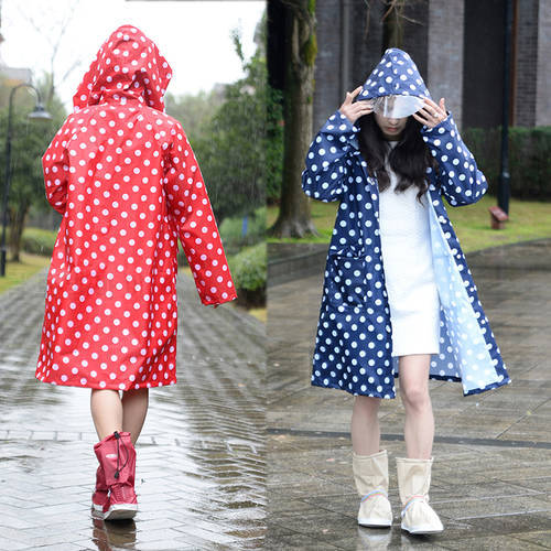 Hooded Raincoat Women Men Poncho Waterproof Long Dots Outdoor Travel Rain Coat Jackets Female Cloak Chubasqueros Mujer