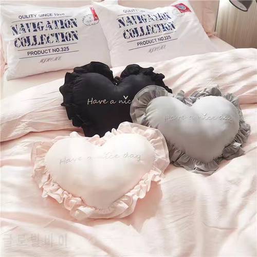 mylb New Korean Style Cotton Love Pillow Core Embroidered Lace Side Pillow Embroidery Pillow Core Embroidery Cushion