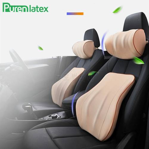 Universal 2Pcs Car Seat Waist Back Neck Support Pillow Auto Memory Foam Neck Rest Cushion Set Spine Protect Orthopedic Cushion