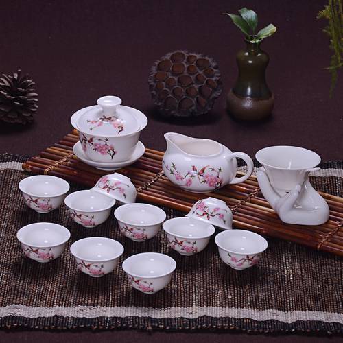 14 Pcs Travel Tea Sets Chinese Portable Ceramic Bone China teaset Gaiwan Teacup Porcelain Tea Cup The Kung Fu Teapot Set