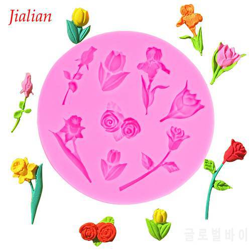 Valentine&39s day flowers shaped Silicone mold 3D Fondant Cake Decoration Tools for Kitchen Gadget Chocolate Pastry Making F0002