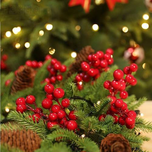 Red Berries Berry String Bundle Christmas Decoration Tree Garland Wreath DIY Supplies Artificial Flowers Fruit New Year Wedding