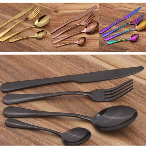 10set Stainless Steel Cutlery Set Rainbow Gold Plated Dinnerware Fork Knife Spoon Dinner Sets for Wedding Party ZA4860
