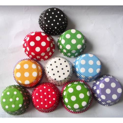 50x Black Red Green White Blue Purple Pink Dot Paper Wedding Cupcake Liners Muffin Cup Cake Baking Mold Case for Bakery Birthday