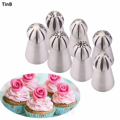 Cake Decorating tool 7pc/set Ball Piping Tips Sphere Nozzles Cream Stainless Steel Flower Torch Russian Icing Piping Nozzles Set