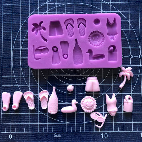 cake tools 1 pc bottle swimming vacation duck slipper clothes silicone mold fondant cake decorating mould baking tool