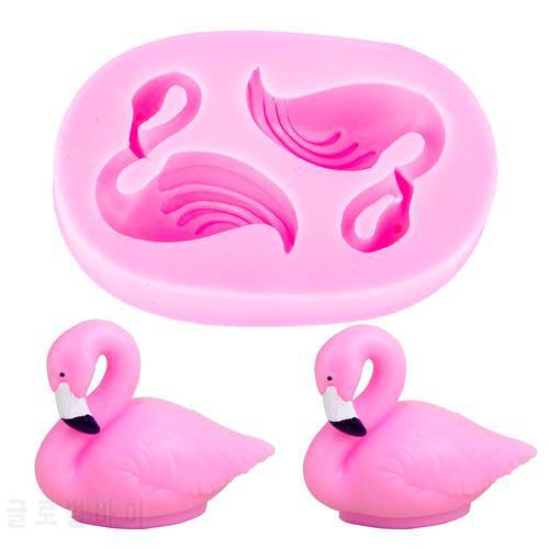 Flamingos swan shaped 3D Reverse sugar molding fondant cake silicone mold polymer clay molds chocolate decoration tools F1143