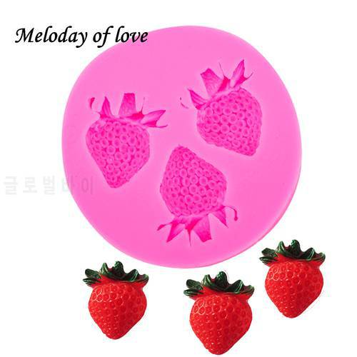 3D Strawberry silicone mold soap sugar fondant molds fruit chocolate moulds for cakes decorating tools silikon form T0107