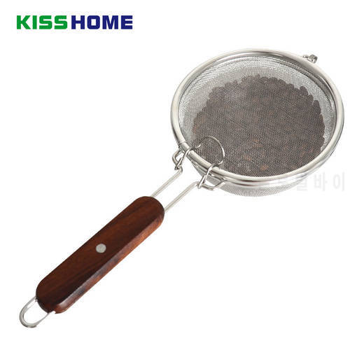 Coffee Baked Bean Net Filter Spoon Stainless Steel Coffee Beans Baking Fried Nets With Black Rosewood Handle Coffee Accessrioes