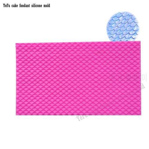 Mermaid Fish snake Scale lace border Mat Cake Decorating Texture Silicone Molds Baking Tools Gumpaste Chocolate Moulds F0809