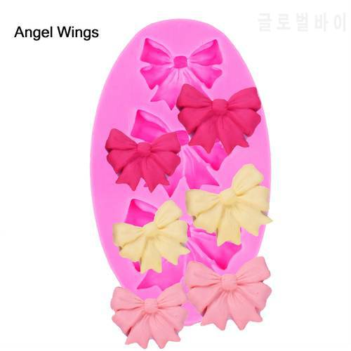 Angel Wings Food grade 3D fondant cake silicone mold Bow for Reverse forming polymer clay chocolate pastry decoration tools 1208