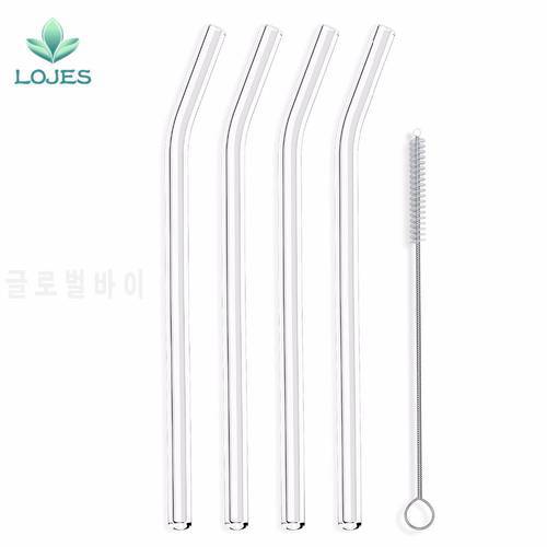 4Pcs Glass Straws Reusable Drinking Glass Tube Eco-friendly With Cleaning Brush Events Party Favors Supplies