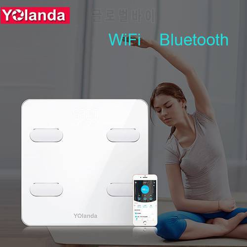Yolanda Premium Bathroom Scale WiFi Bluetooth Body Fat Weight mi Scales Floor Smart Human Weighing Scale Heart Rate Detection