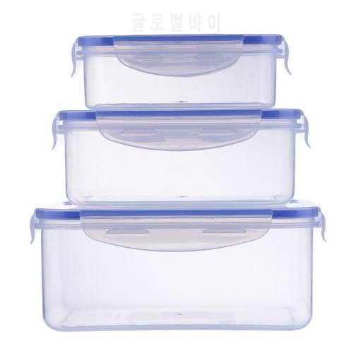 Food Storage Bento Box Fruit Vegetable Fresh Keeping Sealed Microwavable Square Crisper Transparent Lunch Box Kitchen Container